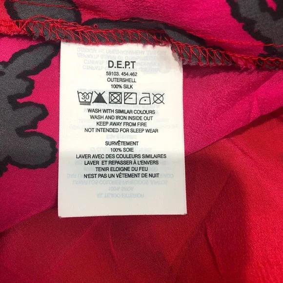DEPT red magenta grey floral silk tunic dress sz S - Picture 5 of 5